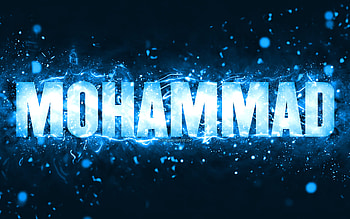 Happy Birtay Mohammad, , blue neon lights, Mohammad name, creative, Mohammad Happy Birtay, Mohammad Birtay, popular american male names, with Mohammad name, Mohammad HD wallpaper