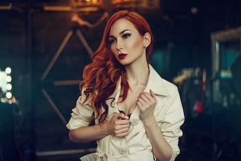 Red head, woman model, beautiful HD wallpaper
