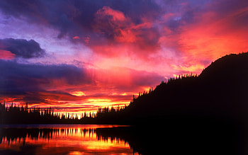 Sunset, lake HD wallpaper