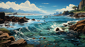 Artistic Seascape - Majestic Sea View Background, artistic, nature, seascape, sea HD wallpaper