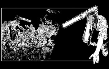 Chainsaw Man and Demons, Chainsaw Man, demon, Black & White HD wallpaper