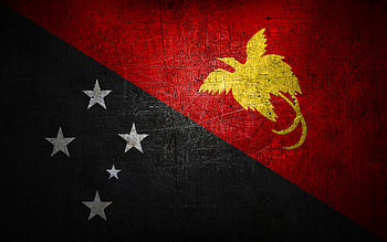 Papua New Guinea metal flag, grunge art, oceanian countries, Day of Papua New Guinea, national symbols, Papua New Guinea flag, metal flags, Flag of Papua New Guinea, Oceania, Papua New Guinea HD wallpaper