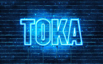 Happy Birtay Toka, , blue neon lights, Toka name, creative, Toka Happy Birtay, Toka Birtay, popular japanese male names, with Toka name, Toka HD wallpaper