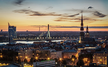 Riga, Latvia, Latvia, cityscape, Riga, evening HD wallpaper