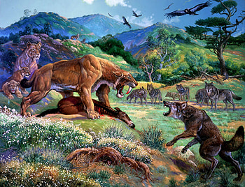 ICE AGE, fantasy, art, wild animals, digital painting, mountains, forest HD wallpaper