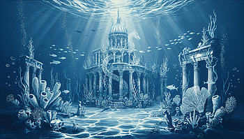 Sunlit Underwater Palace —, Ruin HD wallpaper
