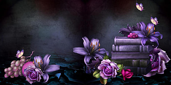STILL LIFE IN PURPLE, FLOWERS, PURPLE, BOOKS, BUTERFLIES HD wallpaper