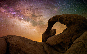 Mobius Arch - Alabama Hills, California, milky way, rocks, evening, landscape, sky, usa HD wallpaper