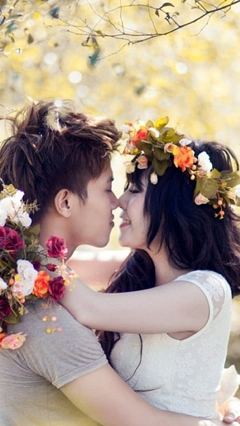 Love Couple, Floral Background HD phone wallpaper