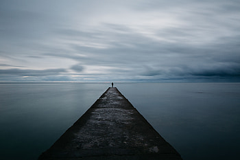 Nature, Sea, Pier, Human, Person, Loneliness, Breakwater HD wallpaper