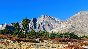 Mt. Meeker, Longs Peak and Mt. Lady Washing (left to right), landscape, USA, sky, Colorado, trees HD wallpaper