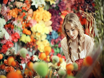 Sun Dance, colorful, bright, women, flowers, beauty HD wallpaper