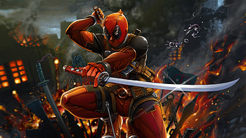 Deadpool Justice Collides, deadpool, superheroes, artwork, art, digital-art, pixiv HD wallpaper