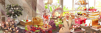 Tea Party, stuffed animals, anime, sweets, miku hatsune HD wallpaper