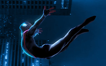 Miles Morales In Air, spiderman, superheroes, artwork, digital-art, behance HD wallpaper