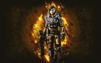 Fortnite Winter Orange Kait Diaz Skin, Fortnite, main characters, yellow stone background, Winter Orange Kait Diaz, Fortnite skins, Winter Orange Kait Diaz Skin, Winter Orange Kait Diaz Fortnite, Fortnite characters HD wallpaper