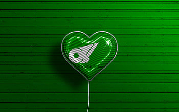 I Love Mie, , realistic balloons, green wooden background, Day of Mie, japaenese prefectures, flag of Mie, Japan, balloon with flag, Prefectures of Japan, Mie flag, Mie HD wallpaper