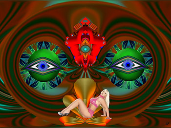 Girl Watcher, eye candy, abstract, 3d, fractal, collage HD wallpaper