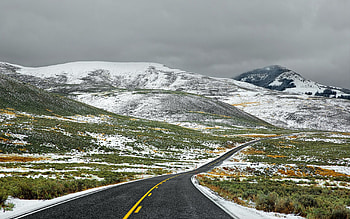 Landscape, Nature, Grass, Mountains, Road HD wallpaper
