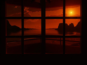 Romantic night, night, window, red, nature, romantic, evening HD wallpaper