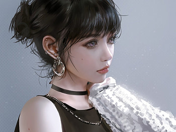 Earring, jewel, art, fantasy, nixeu, face, luminos, girl HD wallpaper