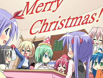 Lucky Star Christmas party, lucky star, kagami, anime, konata, tsubasa HD wallpaper