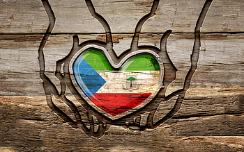 I love Equatorial Guinea, , wooden carving hands, Day of Equatorial Guinea, Equatorial Guinea flag, Flag of Equatorial Guinea, Take care Equatorial Guinea, wood carving, african countries, Equatorial Guinea HD wallpaper