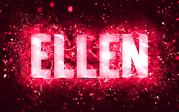 Happy Birtay Ellen, , pink neon lights, Ellen name, creative, Ellen Happy Birtay, Ellen Birtay, popular american female names, with Ellen name, Ellen HD wallpaper