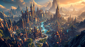 Aurelia — Elven Cityscape ( ), Fantasy City, Castle, River, Mountain HD wallpaper