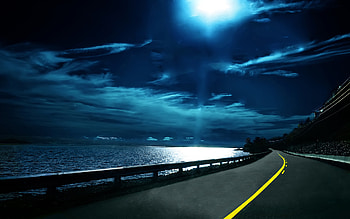 Landscape, Roads, Night HD wallpaper