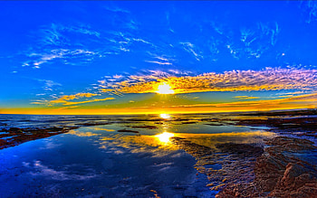 Landscape, Sunset, Sea HD wallpaper