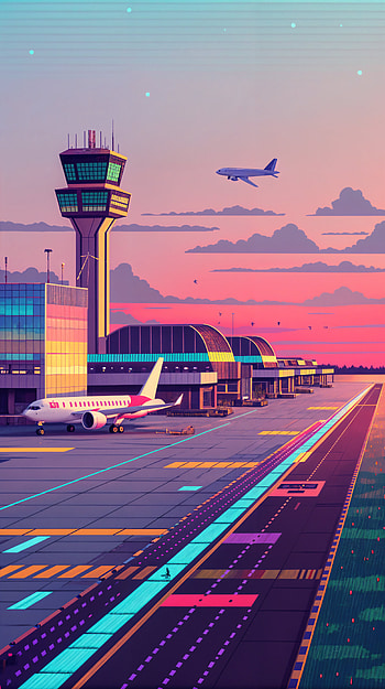 Skyward Journeys: An Airport , artistic, airplane HD phone wallpaper