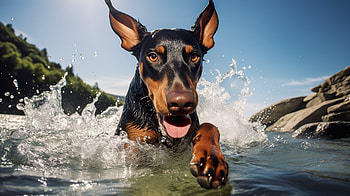 Doberman Pinscher Swimming, Animal, doberman pinscher HD wallpaper