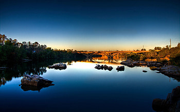 Nature, Rivers, Stones, Dawn, Bridge, Morning, Water Surface HD wallpaper