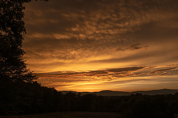 Nature, Trees, Sunset, Sky, Clouds, Hills HD wallpaper