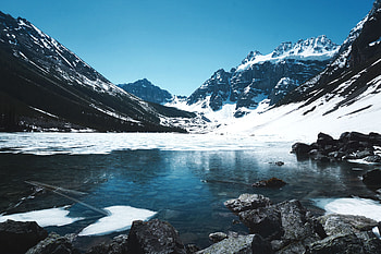 Nature, Mountains, Ice, Snow, Lake HD wallpaper