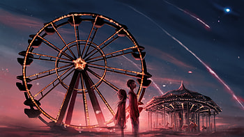 Starry Night, love, couple, artist, artwork, digital-art, deviantart HD wallpaper