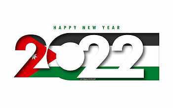 Happy New Year 2022 Jordan, white background, Jordan 2022, Jordan 2022 New Year, 2022 concepts, Jordan, Flag of Jordan HD wallpaper