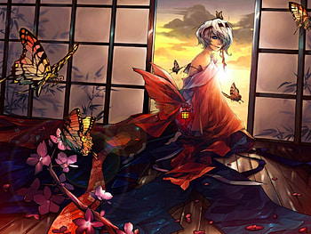 Butterfly Girl, women, anime, butterfly, eastern HD wallpaper