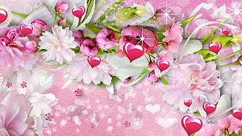 Flowers Spring Pink Stars Sparkle Valentines Day Hearts Peonies Summer Jasmine Flower HD wallpaper