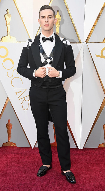 Adam Rippon, Unique fashion choice, S&M-inspired suit, Oscars 2018 HD phone wallpaper
