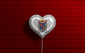 I Love Campeche, , realistic balloons, red wooden background, Day of Campeche, mexican states, flag of Campeche, Mexico, balloon with flag, States of Mexico, Campeche flag, Campeche HD wallpaper
