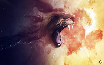 Lion Roar Abstract Art, lion, abstract, artist, digital-art HD wallpaper