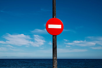 Water, Horizon, Miscellanea, Miscellaneous, Sign, Ban, Prohibition HD wallpaper