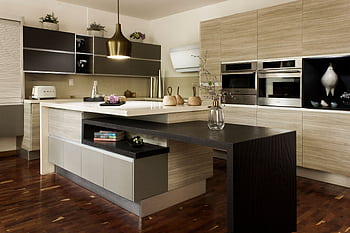 Contemporary kitchen in Mexico City featuring minimalist design and stylish decor. HD wallpaper