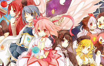 Puella Magi Madoka Magica, Nagisa, Momoe, Madoka Magica, Akemi, Homura, Cute, Sayaka, Smile, Happy, Mahou Shoujo, Playful, Madoka, Magica, Tomoe, Mami, Puella Magi, Fun, Sweet, Kaname, Group, Kyouko, Sakura, Miki, Kaname Madoka HD wallpaper