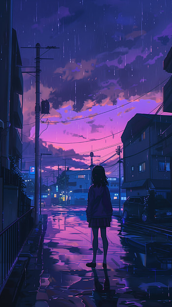 Twilight Rainfall Solitude, sad anime, Anime HD phone wallpaper