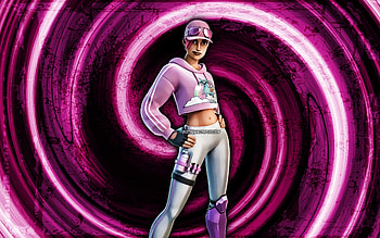 Britestorm Bomber, purple grunge background, Fortnite, vortex, Fortnite characters, Britestorm Bomber Skin, Fortnite Battle Royale, Britestorm Bomber Fortnite HD wallpaper
