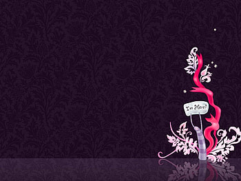 I'm Here!, purple, flowers, sign HD wallpaper