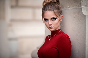 Red Dress Women Depth Of Field, girls, model, dress, depth-of-field HD wallpaper